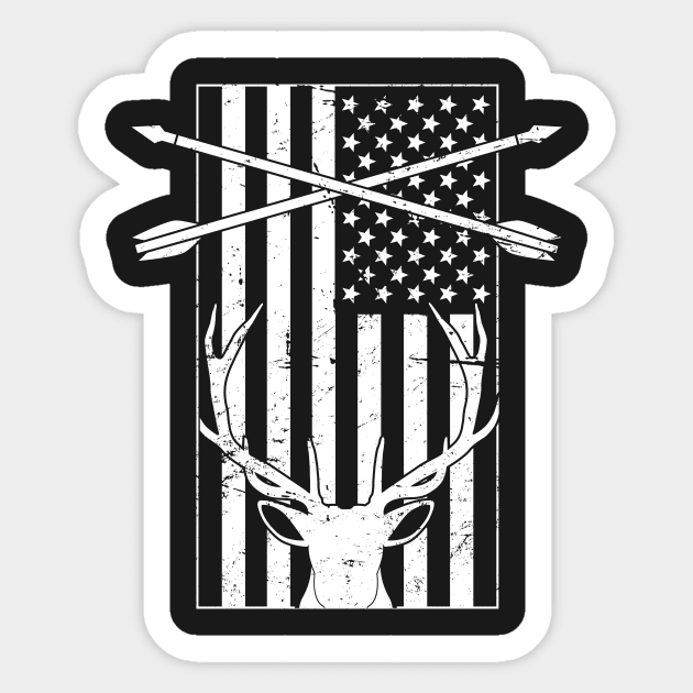 Distressed American Flag & Deer Bow Hunting Sticker by MeatMan